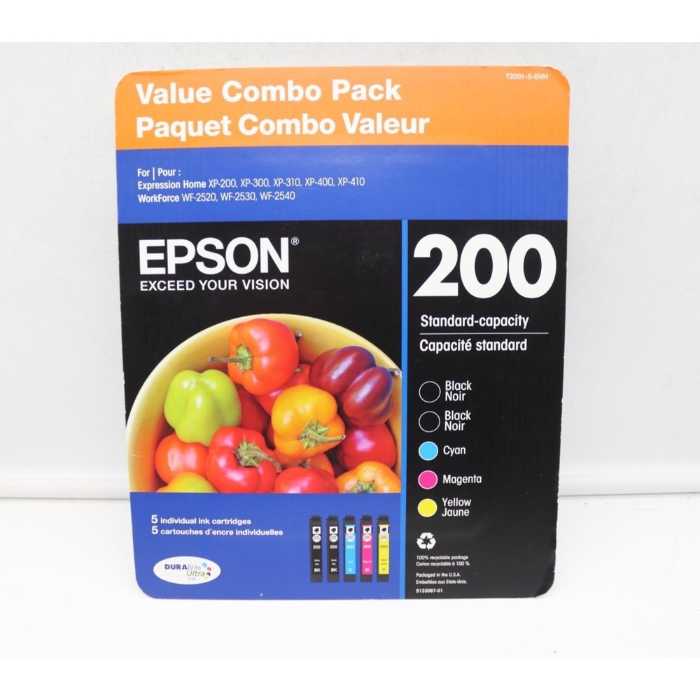 Epson 200 Standard Capacity Ink Cartridges | Value Combo 5-Pack | T2001-5-SVH